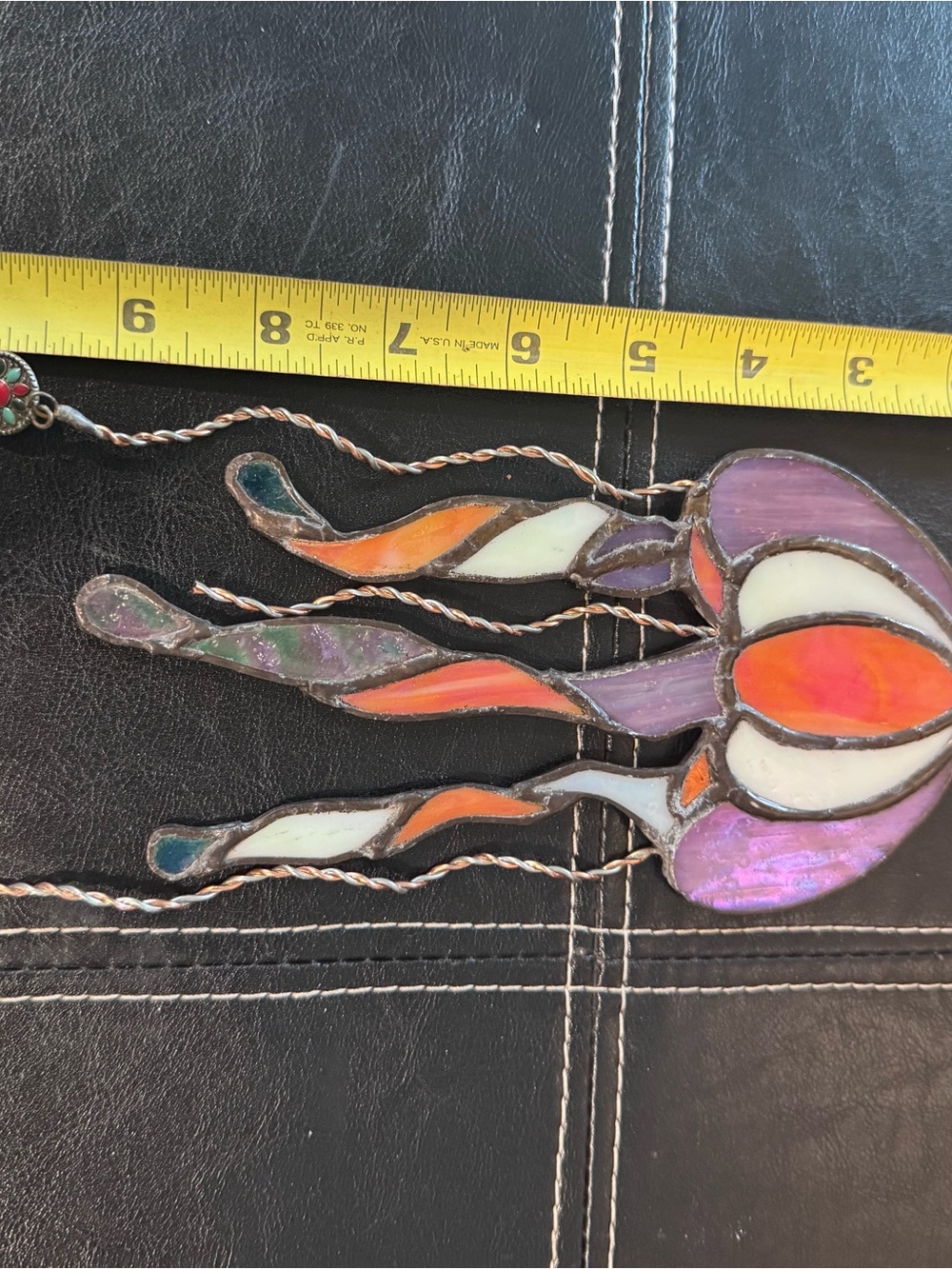 Stained Glass Jellyfish Suncatcher - Red, Pink & Teal - Picture 4 of 4